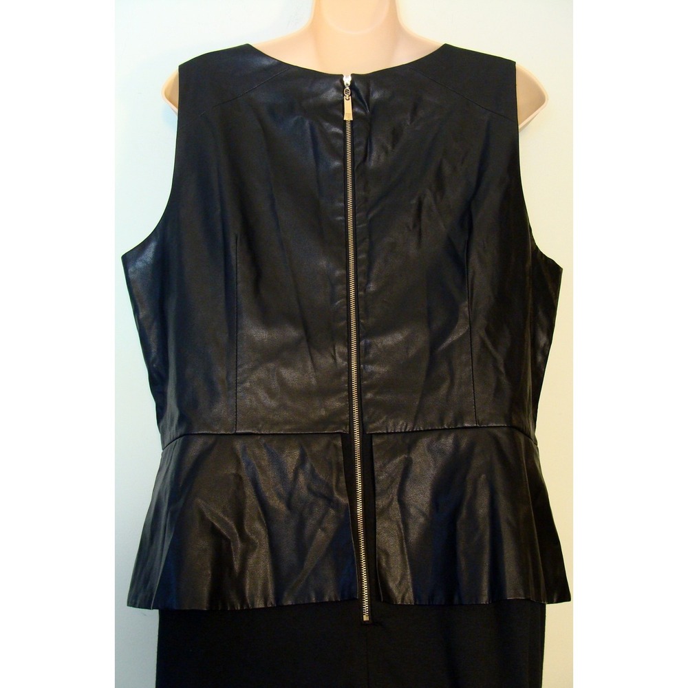 ALYX LIMITED BLACK FAUX LEATHER PEPLUM DRESS SIZE 16 A132 - Picture 7 of 9
